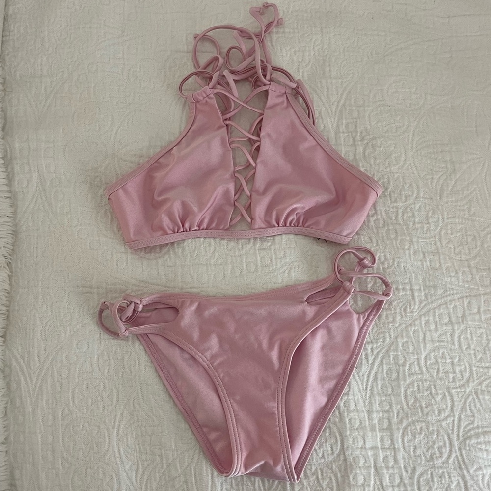 Pink Strappy Bathing Suit Bikini
